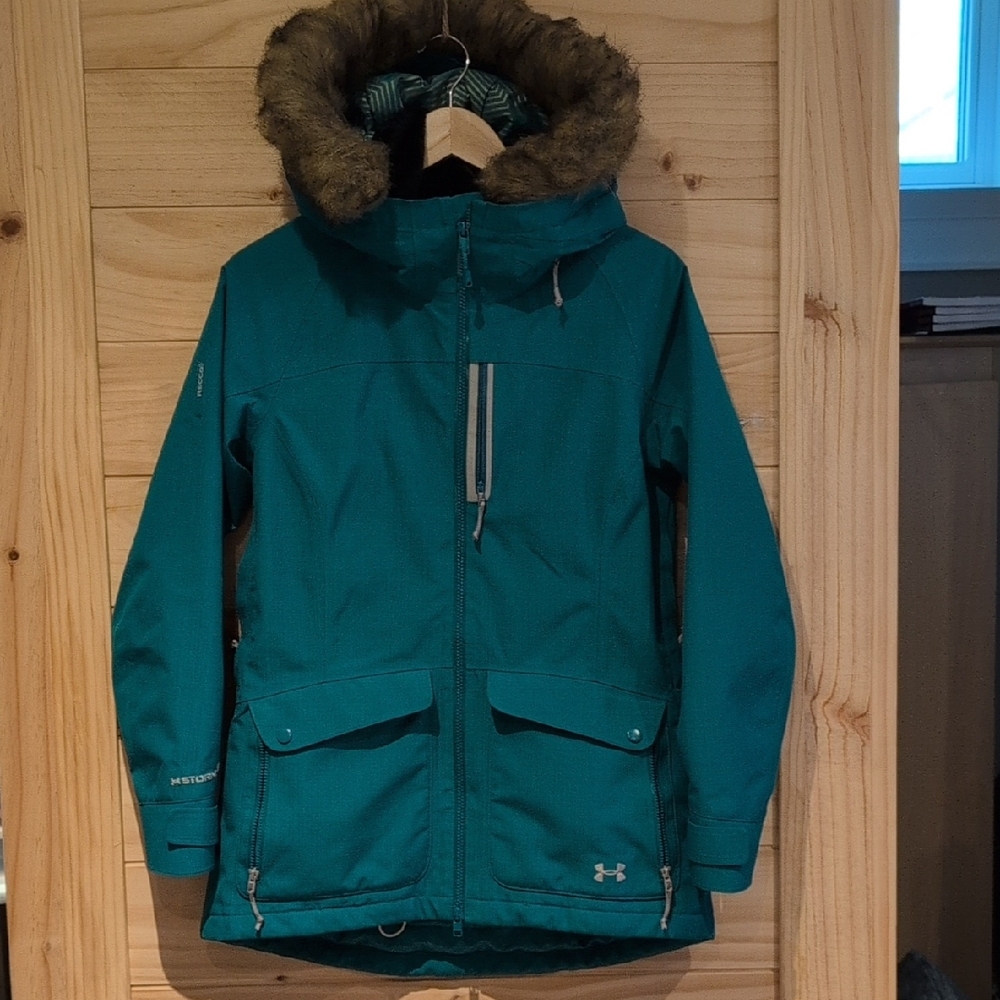 Under Armour Ski Jacket Blue and Brown Weather-Resistant